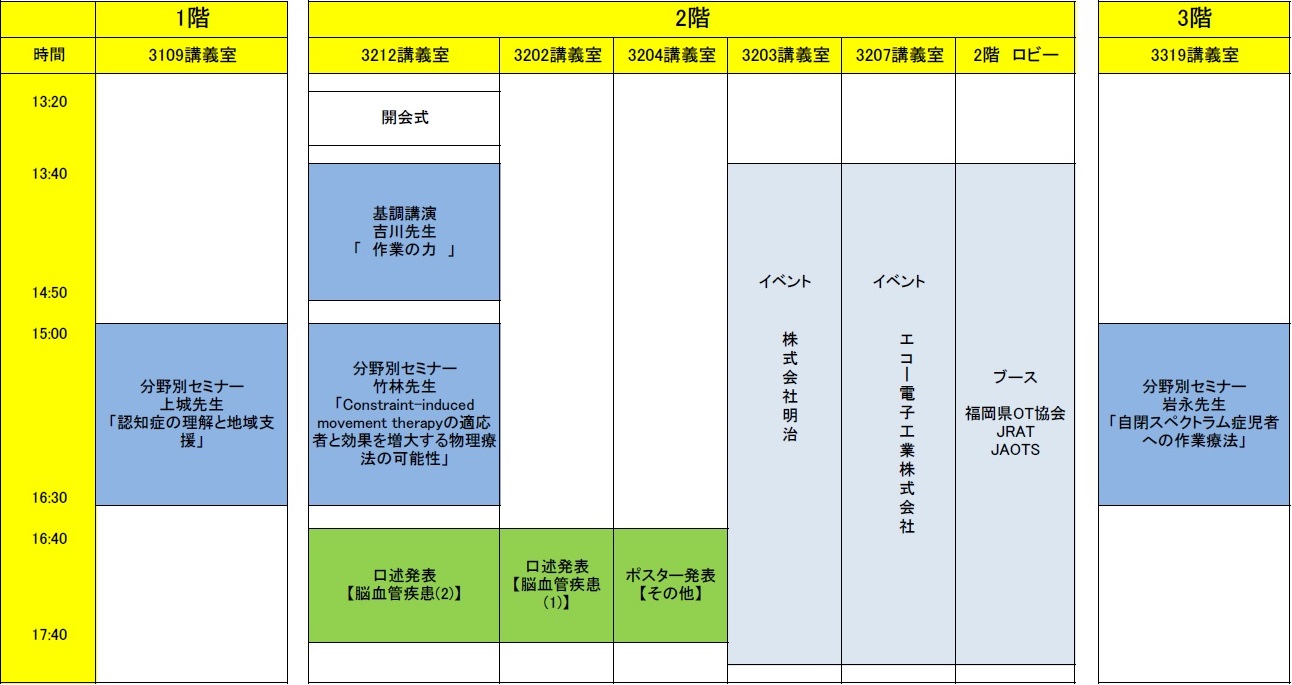 日程表 第22回 18年開催 第25回福岡県作業療法学会
